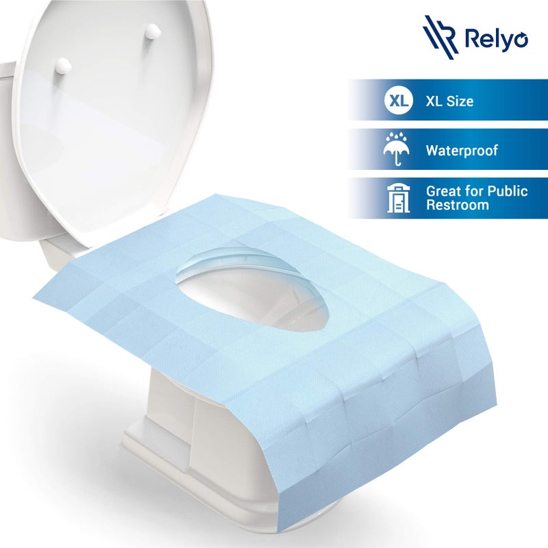Relyo 20 Pack XL Disposable Toilet Seat Covers - Waterproof Toilet Cover Sheets with Adhesive Tabs for Adults, Kids & Toddlers, Travel, Public Restrooms, Airplane, Camping - Image 3