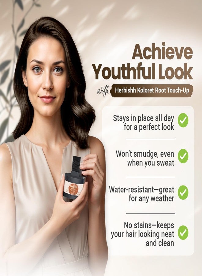 Herbishh Koloret Root Touch Up Powder- Medium Brown Powder for Women & Men, Instant Root Cover Up for Gray Coverage, Hairline Concealer for Thinning Hair & Bald Spots, Water-Resistant & Smudge-Proof, 4g - Image 4