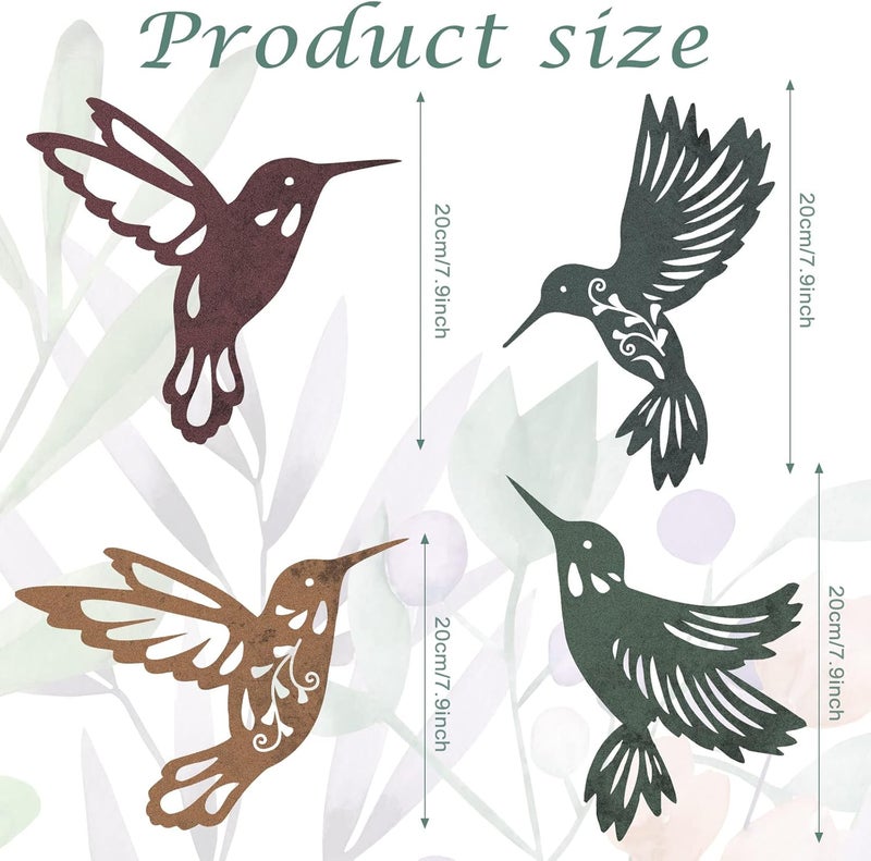 Teling 4 Pcs Metal Hummingbird Wall Art Metal Dragonfly Wall Decor for Modern Farmhouse Rustic Home Living Room Bedroom Kitchen Patio Indoor Outdoor Decor(Hummingbird) - Image 2