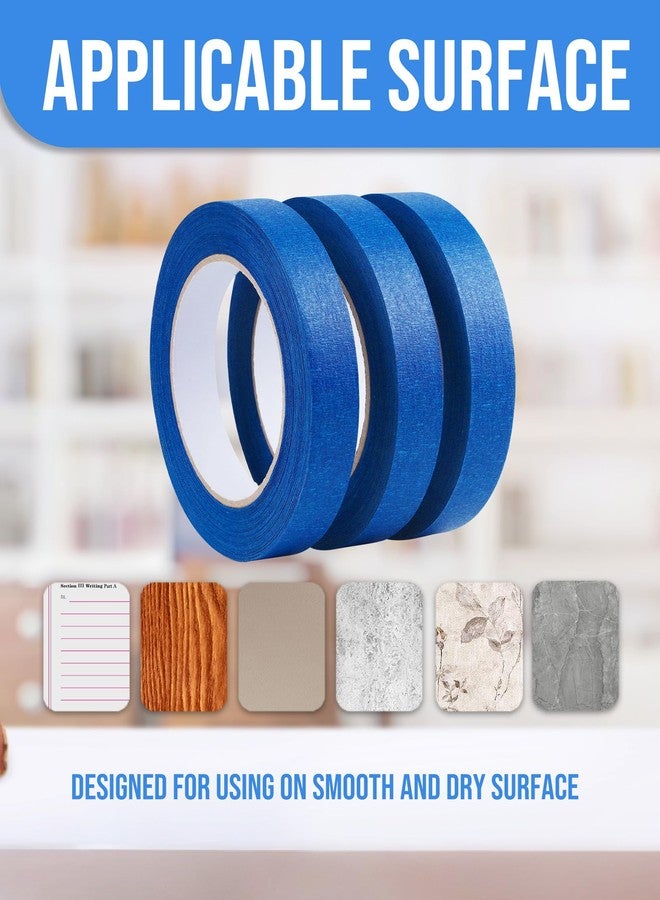 Lichamp مجموعة من 3 أشرطة لاصقة للرسامين باللون الأزرق من Lichamp، مقاس 3/4 بوصة، وشريط لاصق أزرق مقاس 0.75 بوصة × 55 ياردة × 3 لفات (إجمالي 165 ياردة) - Image 3