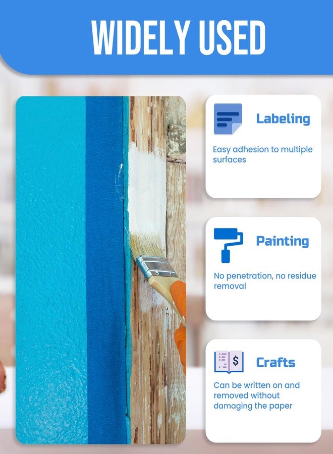 Lichamp مجموعة من 3 أشرطة لاصقة للرسامين باللون الأزرق من Lichamp، مقاس 3/4 بوصة، وشريط لاصق أزرق مقاس 0.75 بوصة × 55 ياردة × 3 لفات (إجمالي 165 ياردة) - Image 4