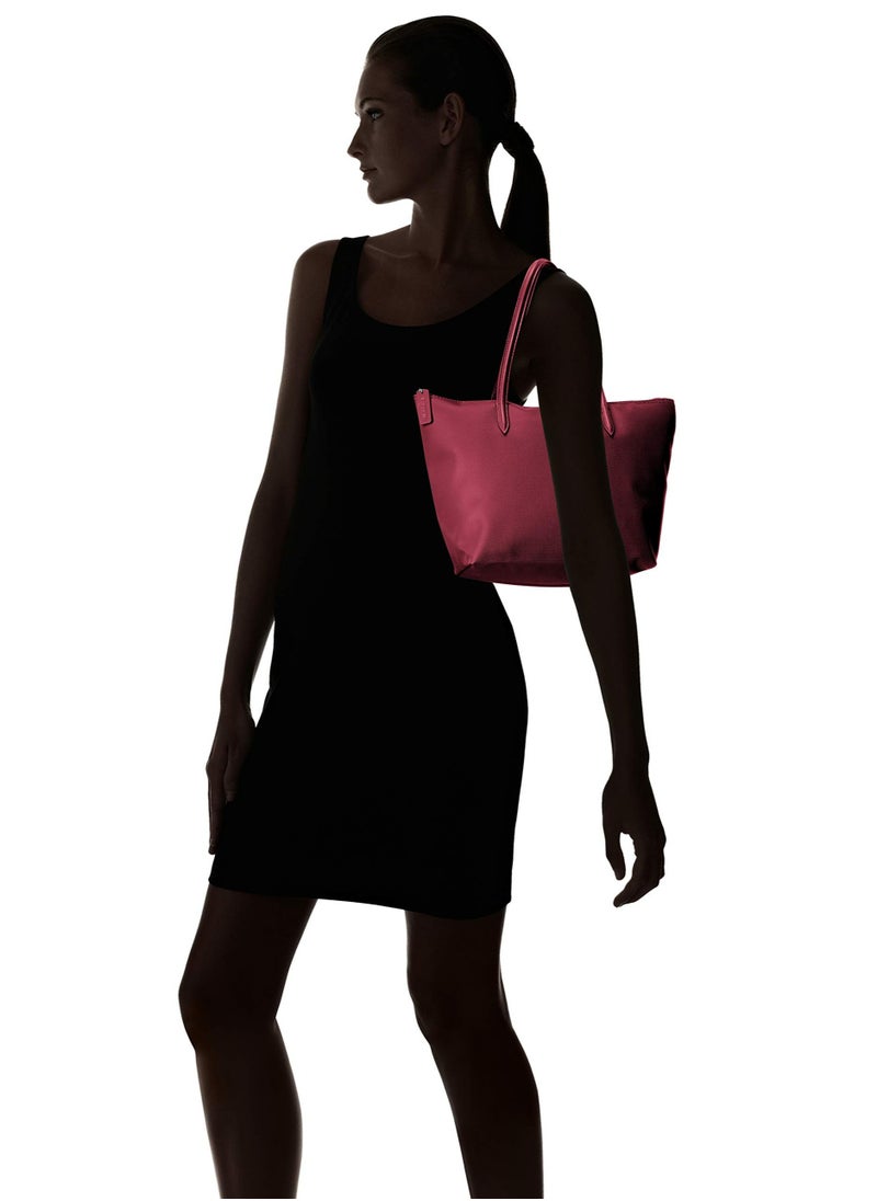 LACOSTE - Lacoste Women's L12.12 Concept Fashion Versatile Large Capacity Zipper Handbag Single Shoulder Bag Tote Bag Medium Claret - Image 1