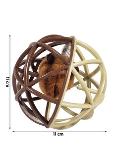 MAJIBAO Interactive cat toy with Plush mouse, Cat toy ball with Squeaker and Durable plastic, Cat Hunting ball toy for Indoor cat, Kitten to Adult, Cat Self-Play Toy, Lightweight & 11 cm (Brown)  - Image 2