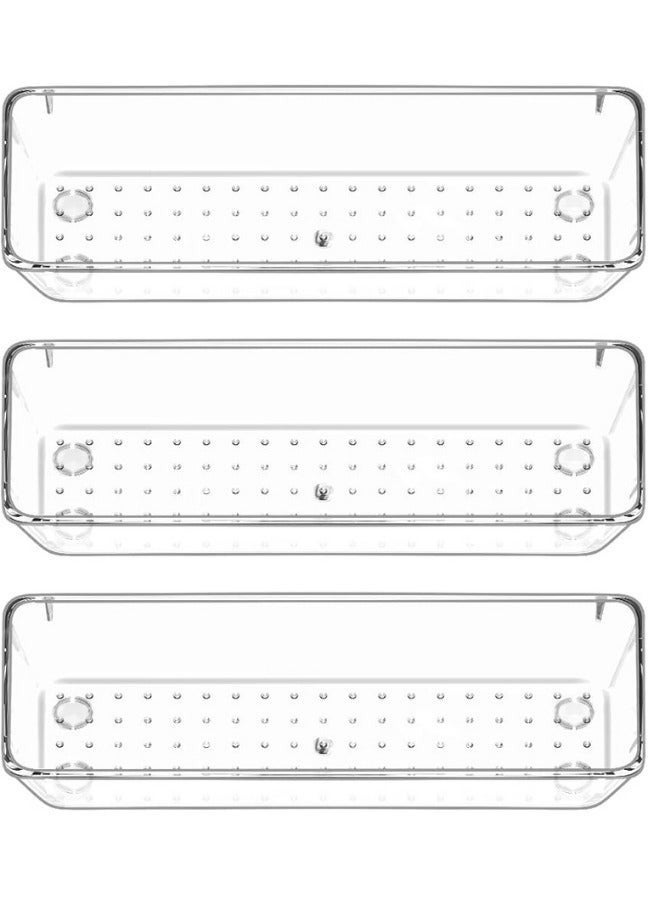 Set of 12 Clear Plastic Drawer Organizers, One Size Desktop Drawer Organizer Trays for Cosmetics, Jewelry, Kitchen Tools, Gadgets, and Office Accessories 25.1x5.6x6.35cm - Image 2