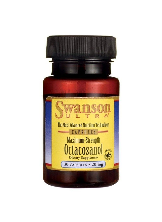 Swanson Maximum-Strength Octacosanol 20 Milligrams 30 Capsules - Image 1