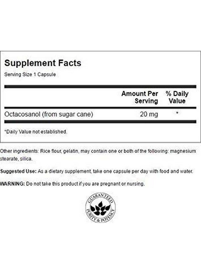 Swanson Maximum-Strength Octacosanol 20 Milligrams 30 Capsules - Image 2
