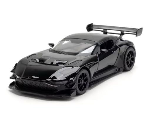 Invite Enterprise Invite 1:32 Aston-Martin Vulcan Die-Cast Metal Pull Back Car | Alloy Toy Car with Openable Doors, Hood & Engine | Light & Sound | Collectible Model Car for Kids & Adults (Black) - Image 1