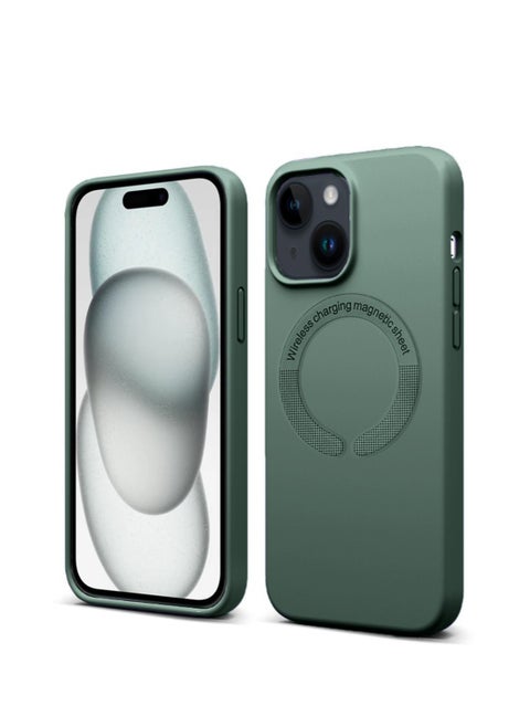 Techie Soft Smooth Silicone MagSafe Back Cover Case inner side Microfiber Lining for Apple iPhone 15 Plus – Succulent Green