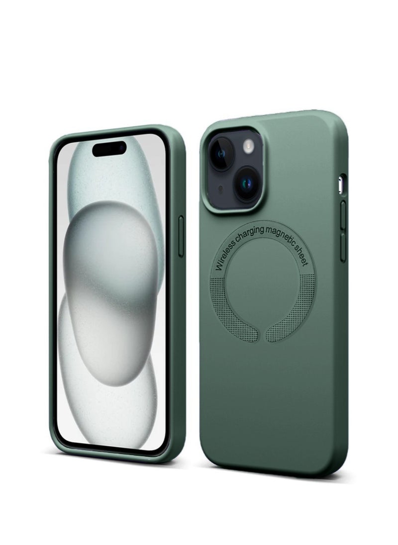 Techie - Techie Soft Smooth Silicone MagSafe Back Cover Case inner side Microfiber Lining for Apple iPhone 15 Plus – Succulent Green - Image 1