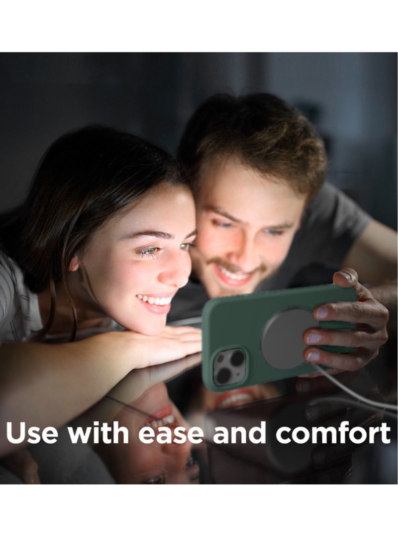 Techie - Techie Soft Smooth Silicone MagSafe Back Cover Case inner side Microfiber Lining for Apple iPhone 15 Plus – Succulent Green - Image 1