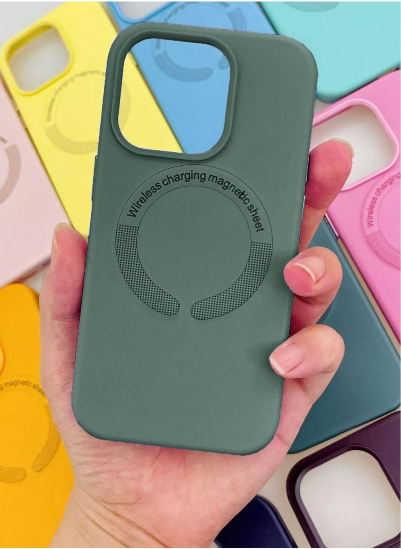 Techie - Techie Soft Smooth Silicone MagSafe Back Cover Case inner side Microfiber Lining for Apple iPhone 15 Plus – Succulent Green - Image 1