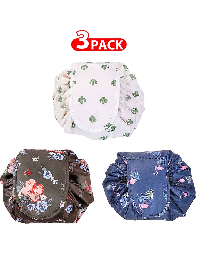 MARGOUN 3 Pack Drawstring Lazy Cosmetic Travel Bag Women Makeup Bag for Travel and Household to Storing Cosmetics - Image 1