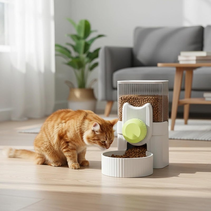 33.8 fl oz Automatic Pet Bowl, Cat Bowls Food Dispenser, Grass Green, Easy Clean Puppy Food Set, No Electricity Needed, Suitable Height, 4.7 in Diameter - Image 2