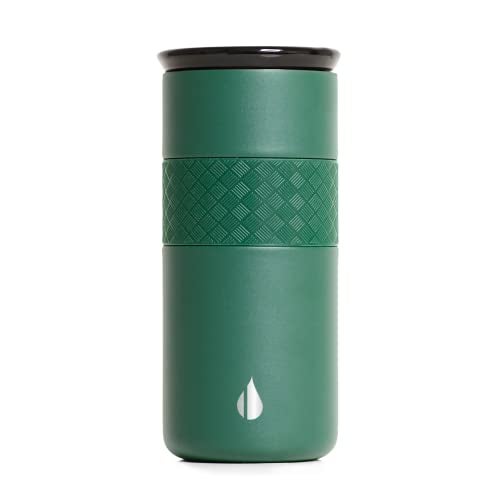 Elemental Artisan Insulated Tumbler  Triple Wall coffee Travel Mug  Reusable Stainless Steel coffee Tumbler with ceramic Lid  Thermal coffee cups for Hot (6 Hrs) & cold (18 Hrs)  16oz - Forest green