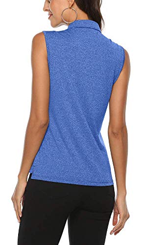 AIRIKE Golf Polo Shirts for Women Sleeveless Summer Sports Athletic Fashionable Workwear-Quick Dry Womens Tank Tops B-Blue - Image 5