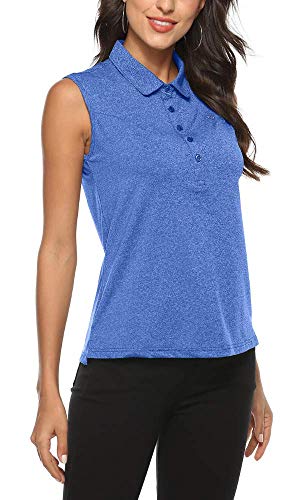 AIRIKE Golf Polo Shirts for Women Sleeveless Summer Sports Athletic Fashionable Workwear-Quick Dry Womens Tank Tops B-Blue - Image 3