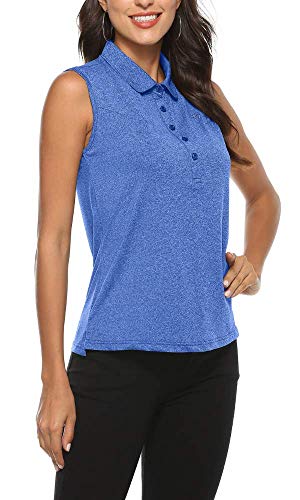 AIRIKE Golf Polo Shirts for Women Sleeveless Summer Sports Athletic Fashionable Workwear-Quick Dry Womens Tank Tops B-Blue - Image 4