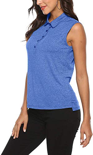 AIRIKE Golf Polo Shirts for Women Sleeveless Summer Sports Athletic Fashionable Workwear-Quick Dry Womens Tank Tops B-Blue - Image 2