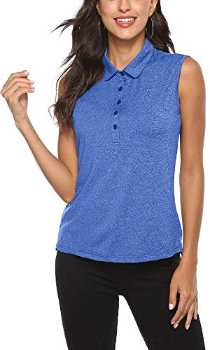 AIRIKE Golf Polo Shirts for Women Sleeveless Summer Sports Athletic Fashionable Workwear-Quick Dry Womens Tank Tops B-Blue - Image 1
