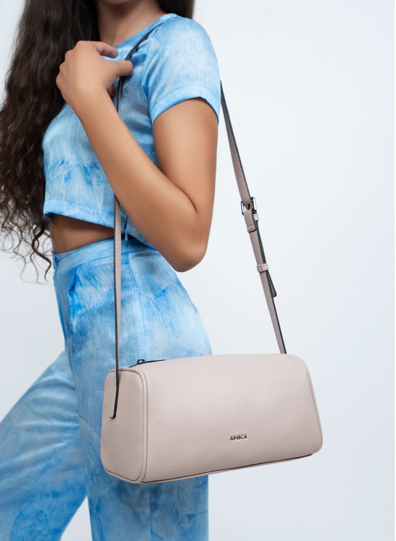 AMICA Veronica Barrel Crossbody Bag for Women - Mushroom - Image 5