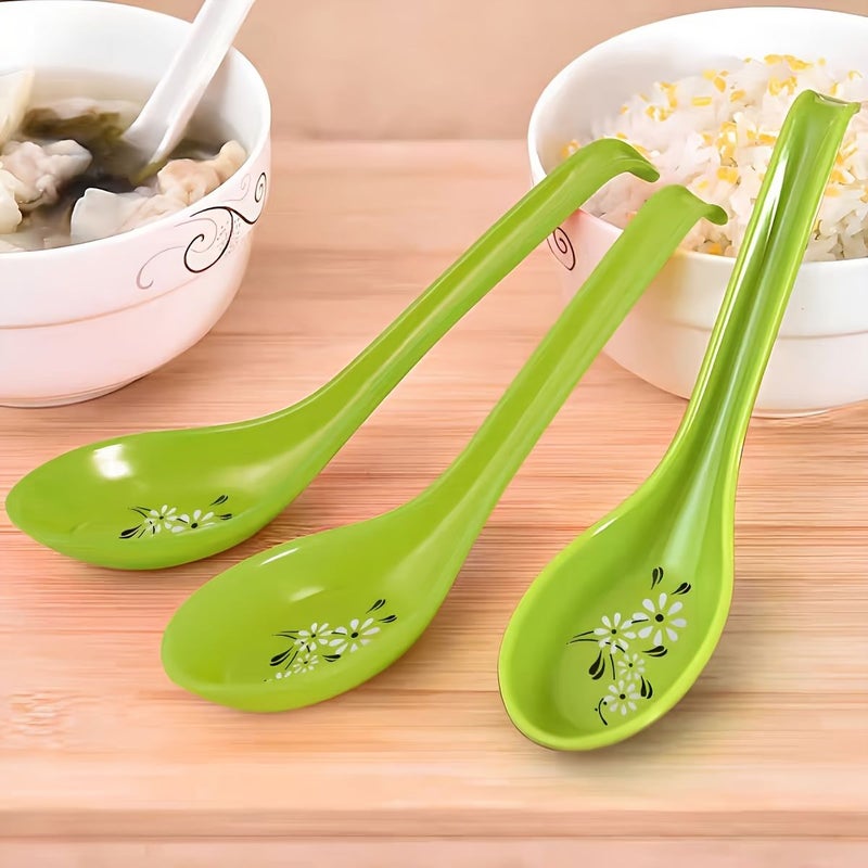 6Pcs Melamine Plastic Spoons With Hooks Imitation Porcelain Long Handle For Ramen Hot Pot - Image 4