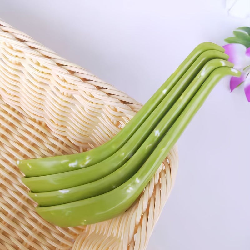 6Pcs Melamine Plastic Spoons With Hooks Imitation Porcelain Long Handle For Ramen Hot Pot - Image 3