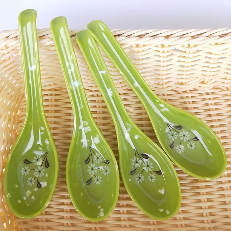 6Pcs Melamine Plastic Spoons With Hooks Imitation Porcelain Long Handle For Ramen Hot Pot - Image 2