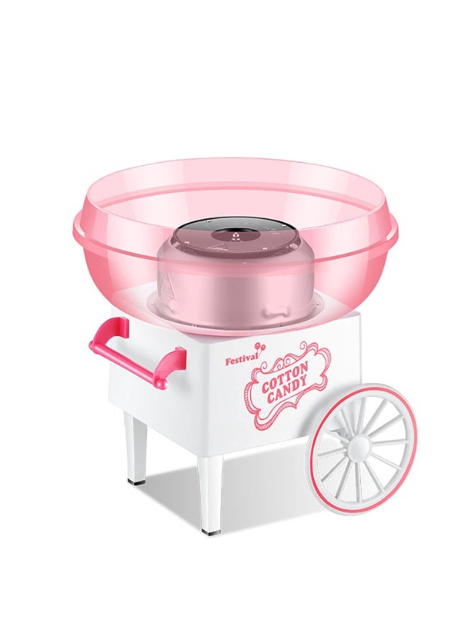 Flushrenic Cotton candy machine, children's mini cotton candy maker with sugar scoop, simple and safe to use, pink retro portable flosser, perfect for birthdays, family gatherings, parties, and Christmas gifts. - Image 1