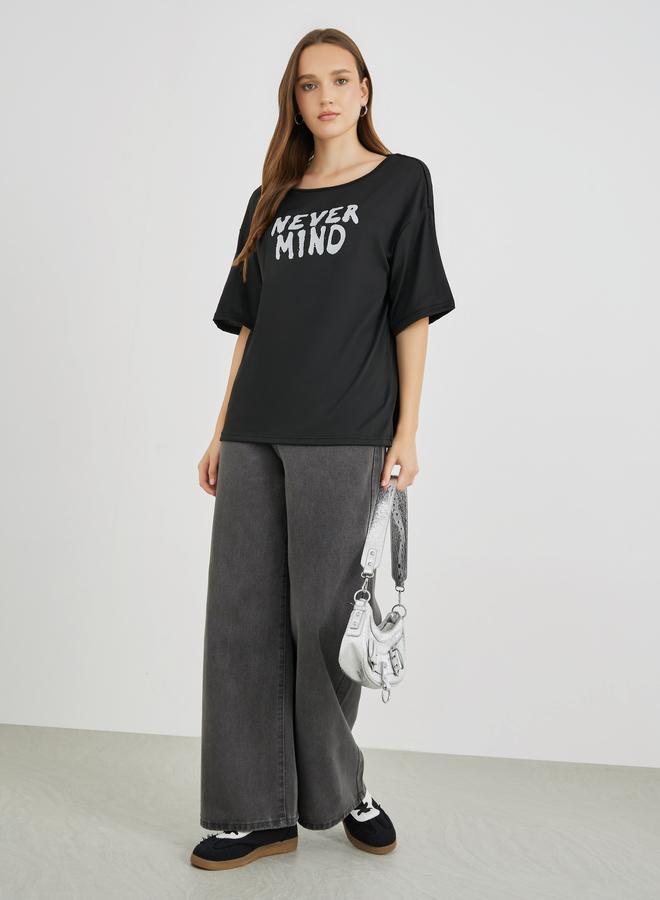 Take Two Take Two Slogan Print Regular Fit T-Shirt  - Image 2