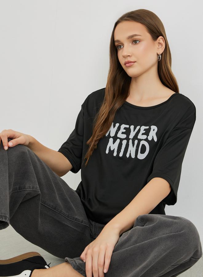 Take Two Take Two Slogan Print Regular Fit T-Shirt  - Image 1