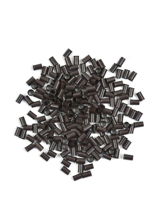 YTBYT 500 قطعة حلقات ميكرو لينك نحاسية 3.4 مم لقفل وصلات الشعر البشري (بني داكن) - Image 1