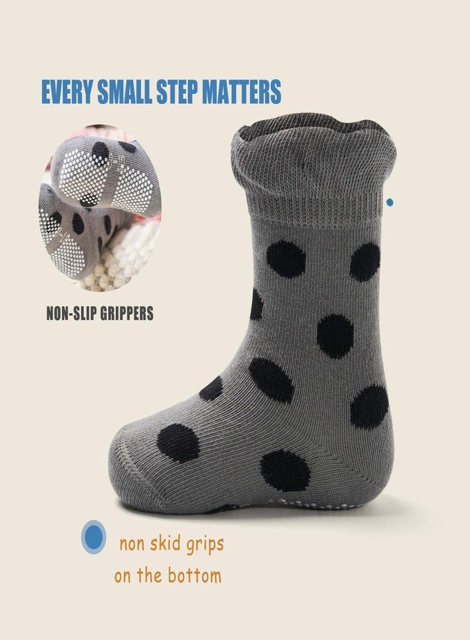 Mardonskey Baby Unisex Cotton Blend Non-Slip Grip Socks, 6 Pack, Cute Floral Hearts, 0-12 Months - Image 5