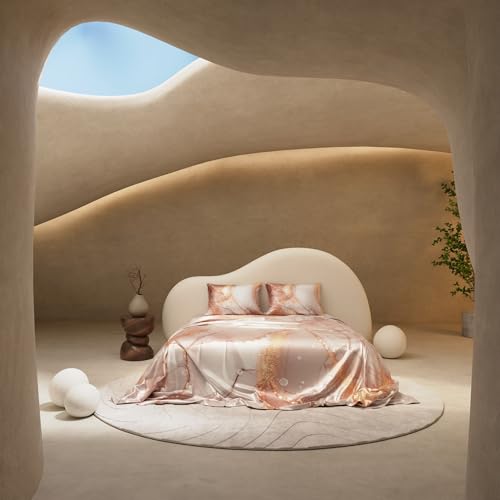 Stoa Paris 300TC UltraSatin Super Size Bedsheet with 2 Pillow Covers, 274cm x 274cm Ideal for King & Double Bed, Gentle on Skin & Hair, Fade & Wrinkle Resistant, Quick Dry, Louvre - Champagne, Gold - Image 5