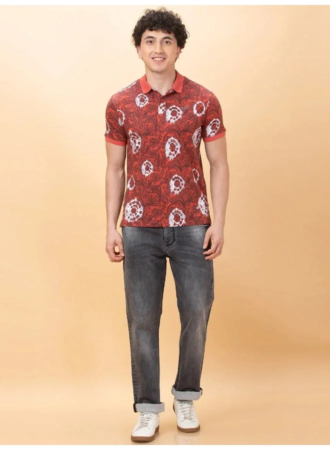 بيينغ هيومان Mens Rust Polo Collar Short Sleeve Polo T-Shirt