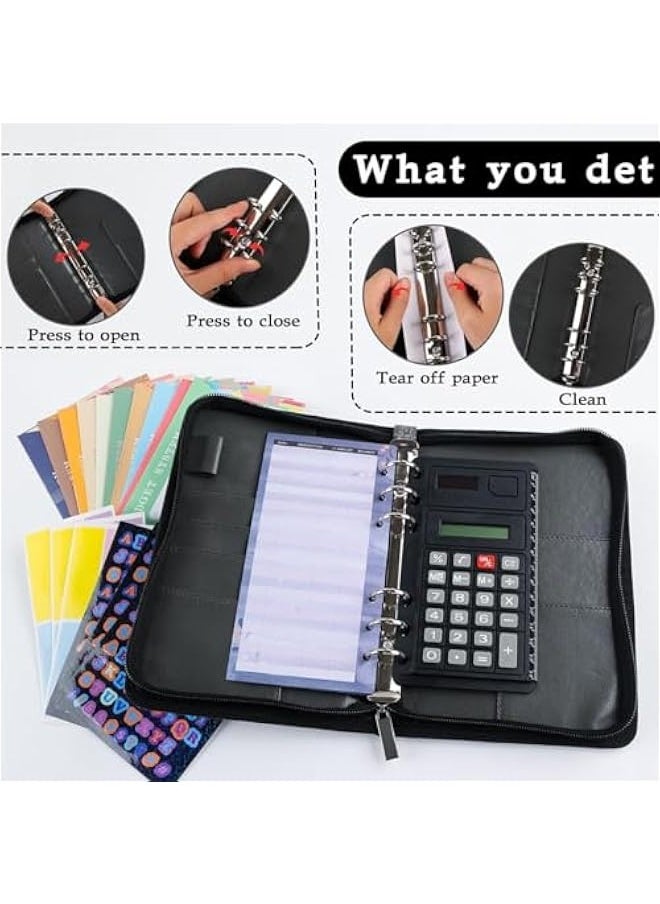 Generic - 100 Day Cash Envelope Wallet with Zipper, 52 Week Money Saving Challenge Book with Calculator, A6 Budget Planner Binder with Envelopes, Money Organizer for Cash Stuffing, Pink (Grey) - Image 1