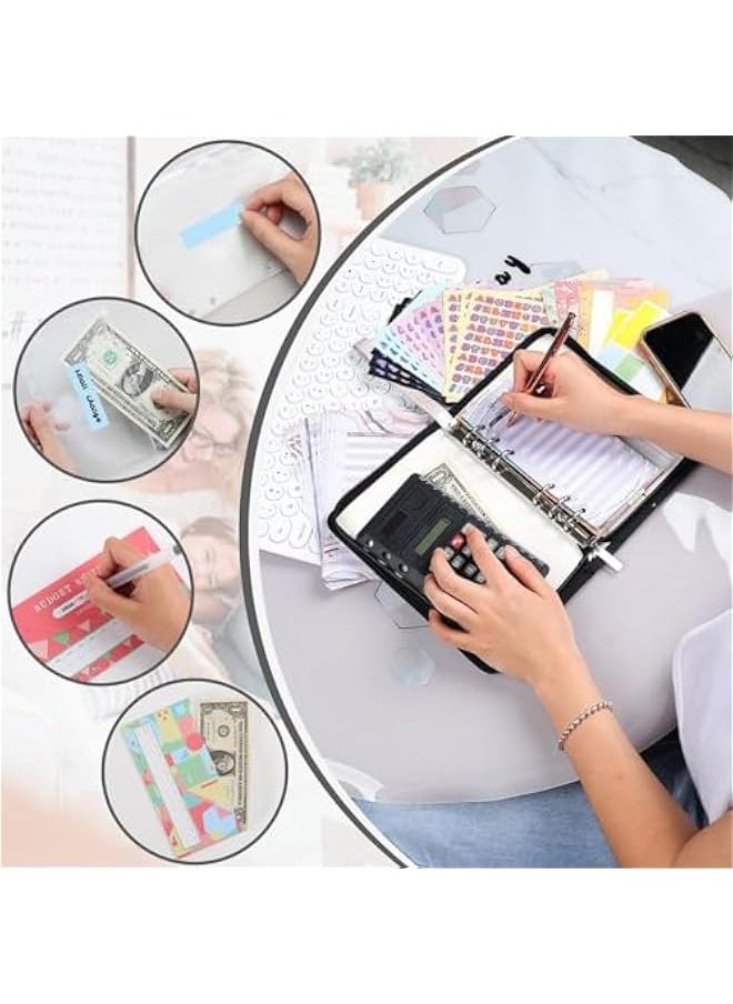 Generic - 100 Day Cash Envelope Wallet with Zipper, 52 Week Money Saving Challenge Book with Calculator, A6 Budget Planner Binder with Envelopes, Money Organizer for Cash Stuffing, Pink (Grey) - Image 1