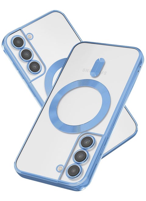 Magnetic for Samsung Galaxy S21 Plus Case,Electroplated Clear Slim Samsung S21 Plus Phone Case with Camera Protection,Shockproof Samsung S21 Plus Case Compatible with MagSafe, Blue Edge