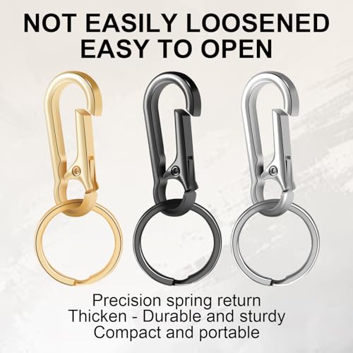 ManTangSun 2pcs Metal Keychain Rings, Sturdy Key Chain Ring Carabiner Clip, Key Holder Organizer for Purse Charms Hook, Paracord Keychain Lanyard, Men and Women Home Car Keyrings (Black) - Image 4