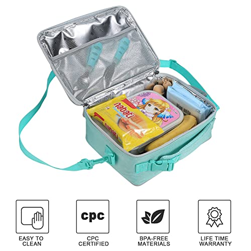 Amersun Lunch Bag for Kids - Padded Insulated Lunch Box with Adjustable Shulder Strap & 2 Pockets for Girls Boys Toddler School, Light Blue - Image 3