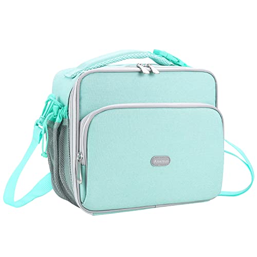 Amersun Lunch Bag for Kids - Padded Insulated Lunch Box with Adjustable Shulder Strap & 2 Pockets for Girls Boys Toddler School, Light Blue - Image 1