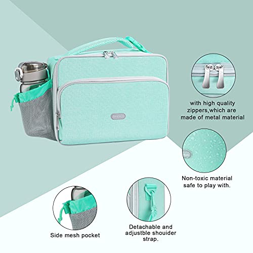 Amersun Lunch Bag for Kids - Padded Insulated Lunch Box with Adjustable Shulder Strap & 2 Pockets for Girls Boys Toddler School, Light Blue - Image 4