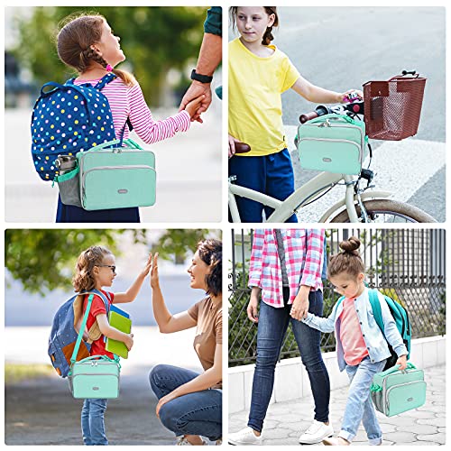 Amersun Lunch Bag for Kids - Padded Insulated Lunch Box with Adjustable Shulder Strap & 2 Pockets for Girls Boys Toddler School, Light Blue - Image 5