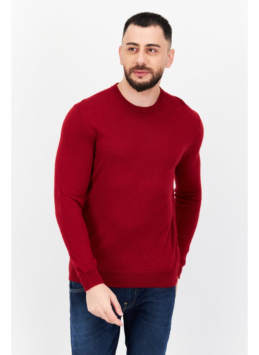 Men Crew Neck Knitted Long Sleeve Sweater, Red Heather - pzsku/ZFEDF6DC394E548C462ECZ/45/_/1737642320/d309b5cb-b4fb-4da1-90b7-1b7c87ed3b1f