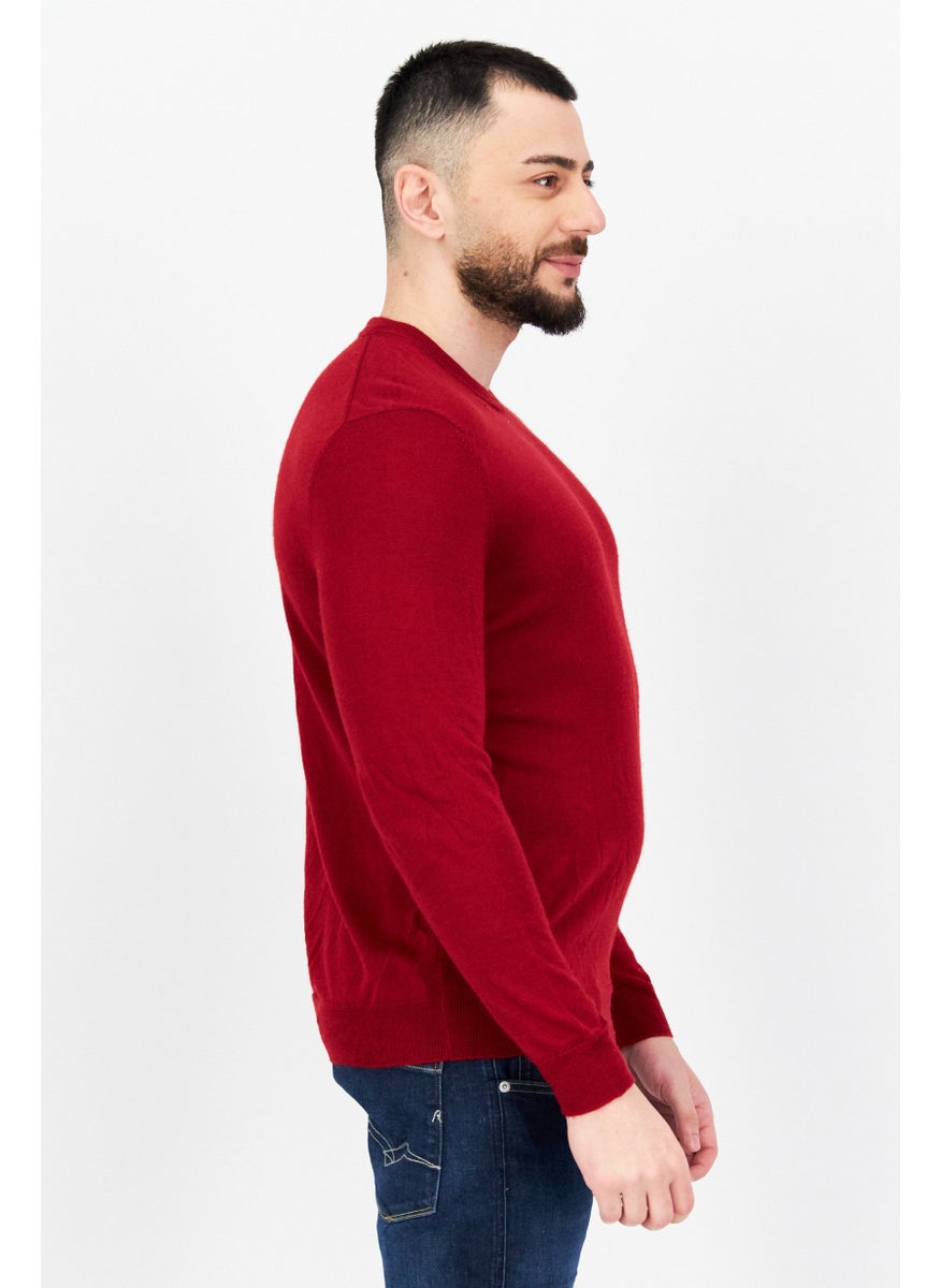 Men Crew Neck Knitted Long Sleeve Sweater, Red Heather - pzsku/ZFEDF6DC394E548C462ECZ/45/_/1737642331/845d8d53-f751-4981-965e-feaf71cf8038