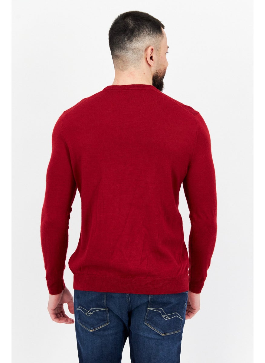 Men Crew Neck Knitted Long Sleeve Sweater, Red Heather - pzsku/ZFEDF6DC394E548C462ECZ/45/_/1737642341/c2f00db6-9f23-4ab1-a9d0-8b9896290f8d