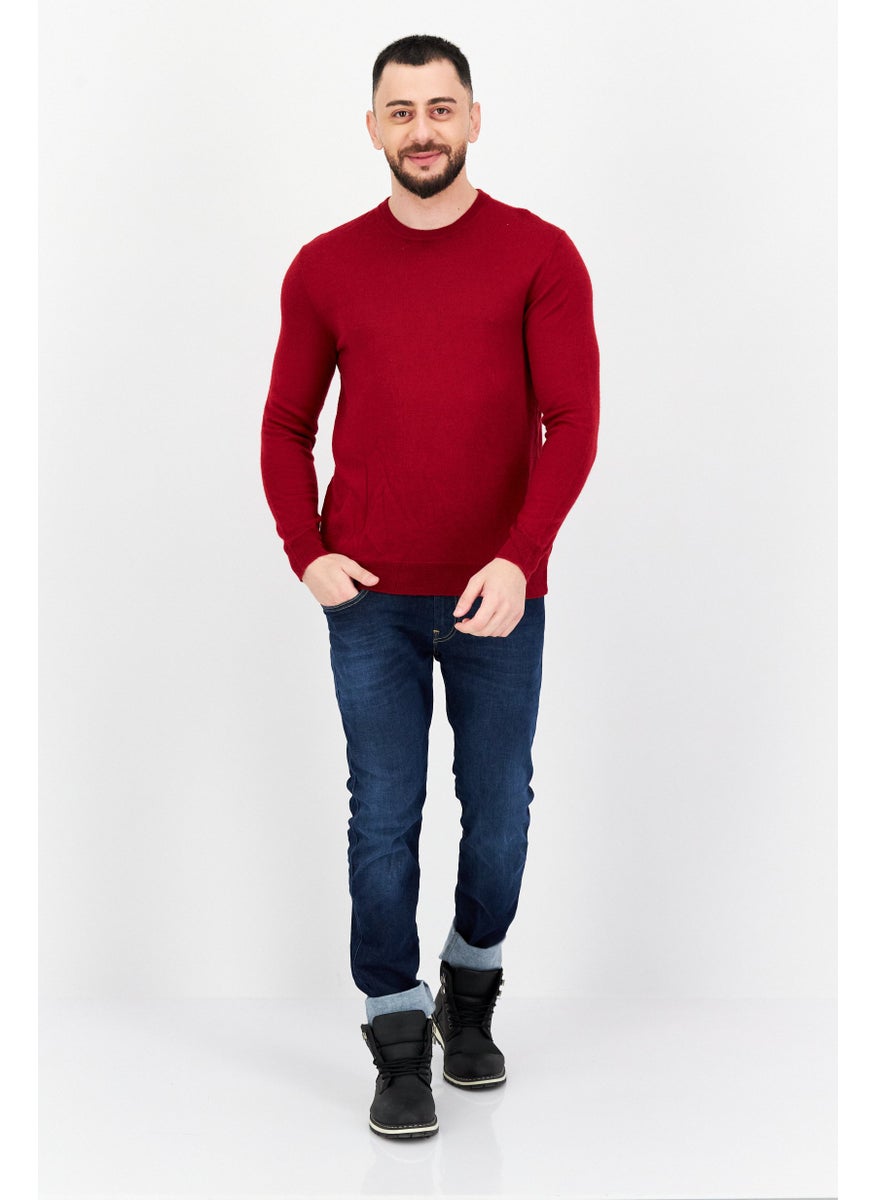 Men Crew Neck Knitted Long Sleeve Sweater, Red Heather - pzsku/ZFEDF6DC394E548C462ECZ/45/_/1737642343/68c115c4-4f35-4900-8cf3-ac53b9415f5e