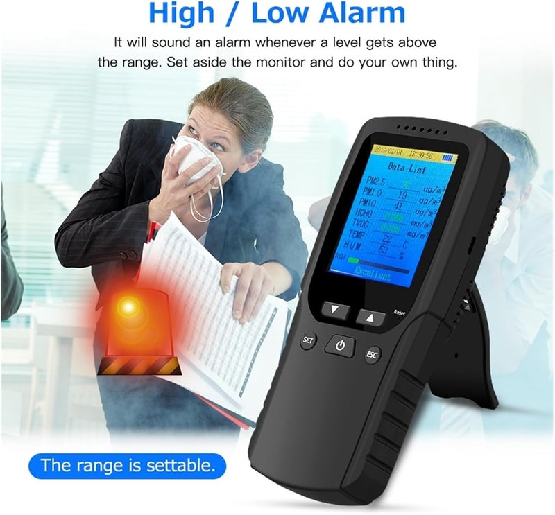 Air Quality Monitor, 9 in 1 Air Quality Monitor Indoor Outdoor PM2.5, PM1.0, PM10, HCHO, Detector Tester Temperature and Humidity Sensor,for Home - Image 3