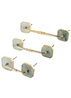 Indian-Shelf IndianShelf 1 Pack Stone Green Drawer Pulls T Bar Vintage Kitchen Cabinet Handles Gold Hardware 4 Hole to Hole Dresser Door Handle BH699SFK10  - Image 1