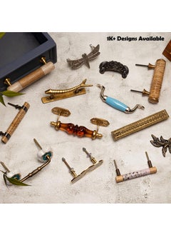 Indian-Shelf IndianShelf 1 Pack Stone Green Drawer Pulls T Bar Vintage Kitchen Cabinet Handles Gold Hardware 4 Hole to Hole Dresser Door Handle BH699SFK10  - Image 3