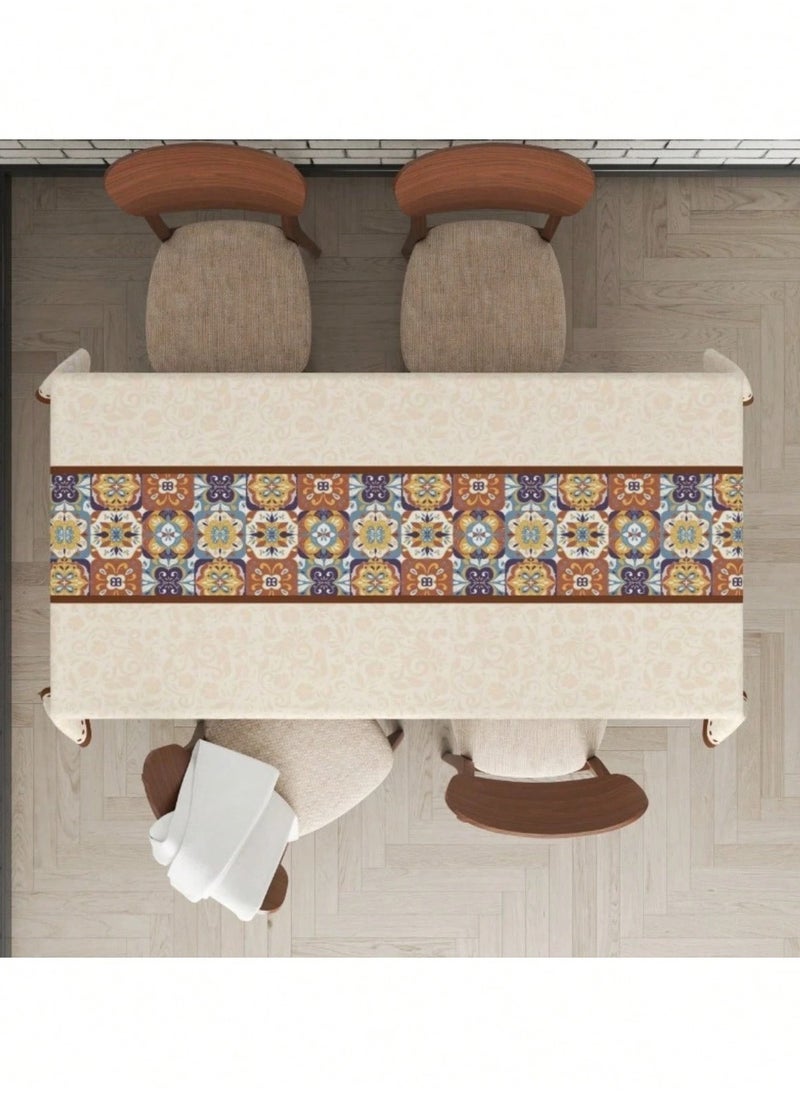 Beauenty - A tablecloth with a floral design, designed in distinctive and classic colors to add a special and eye-catching touch to your table. Dimensions: (220*140) - Image 1